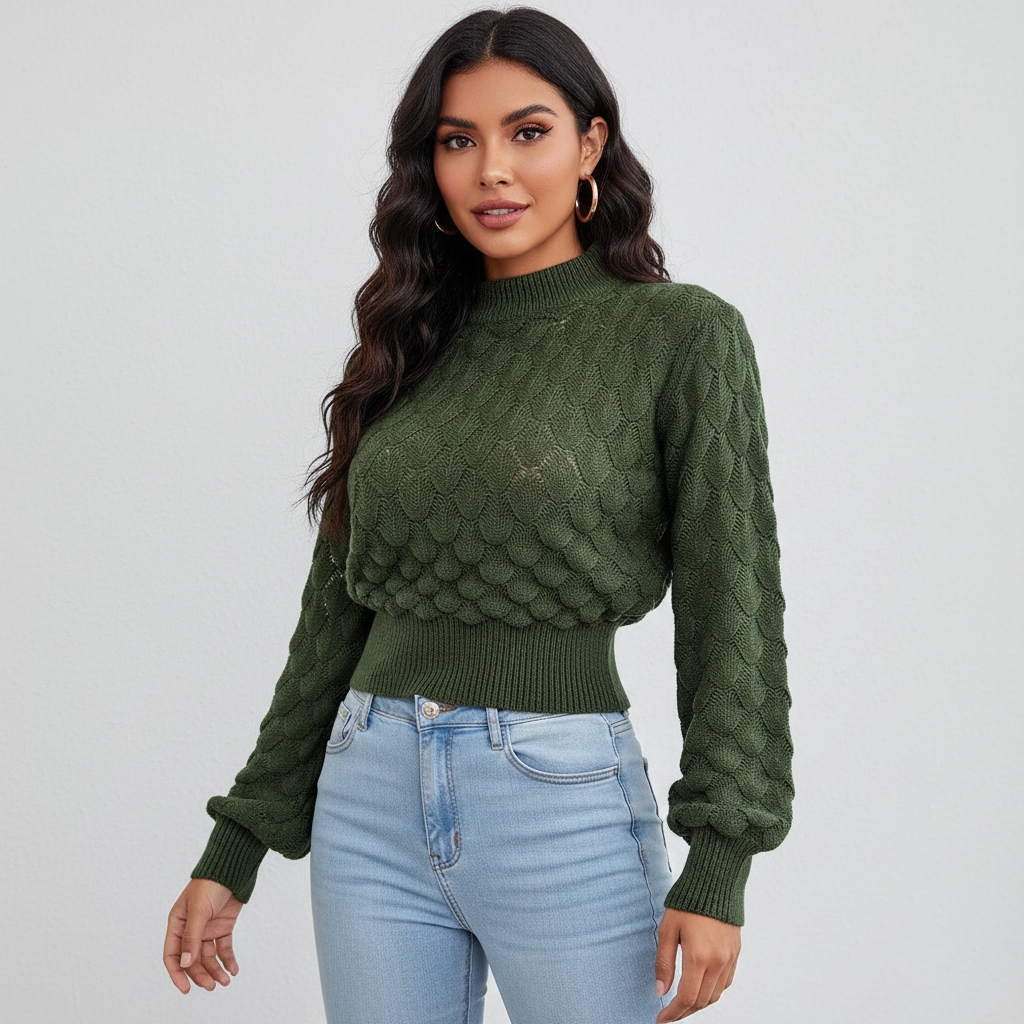 Bubble-knit pullover met structuur – Sofia