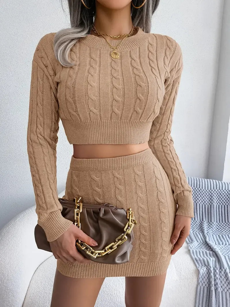 Cable-knit two-piece set dames – Serene