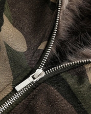 Camouflage winterjas met bontvoering en capuchon – Ysaline