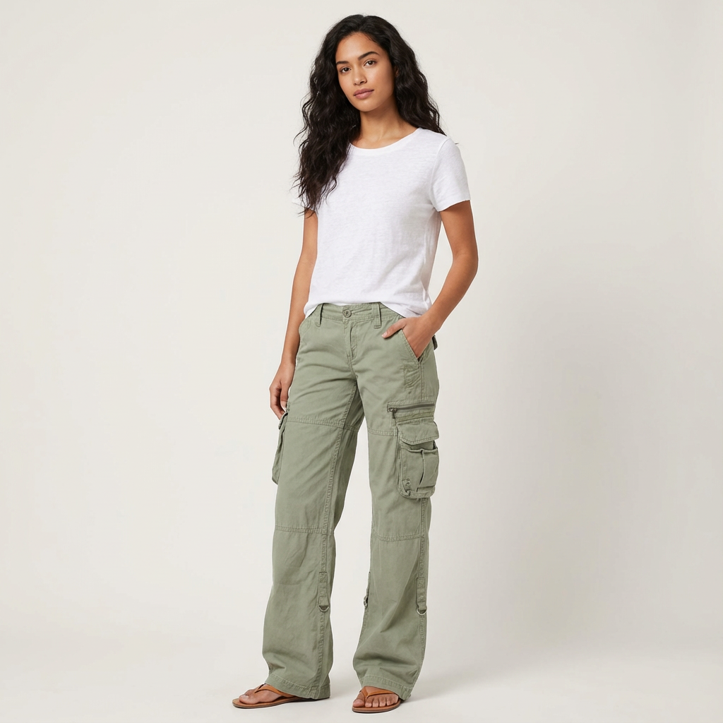 Cargo broek voor dames met rechte pijpen en streetstyle look
