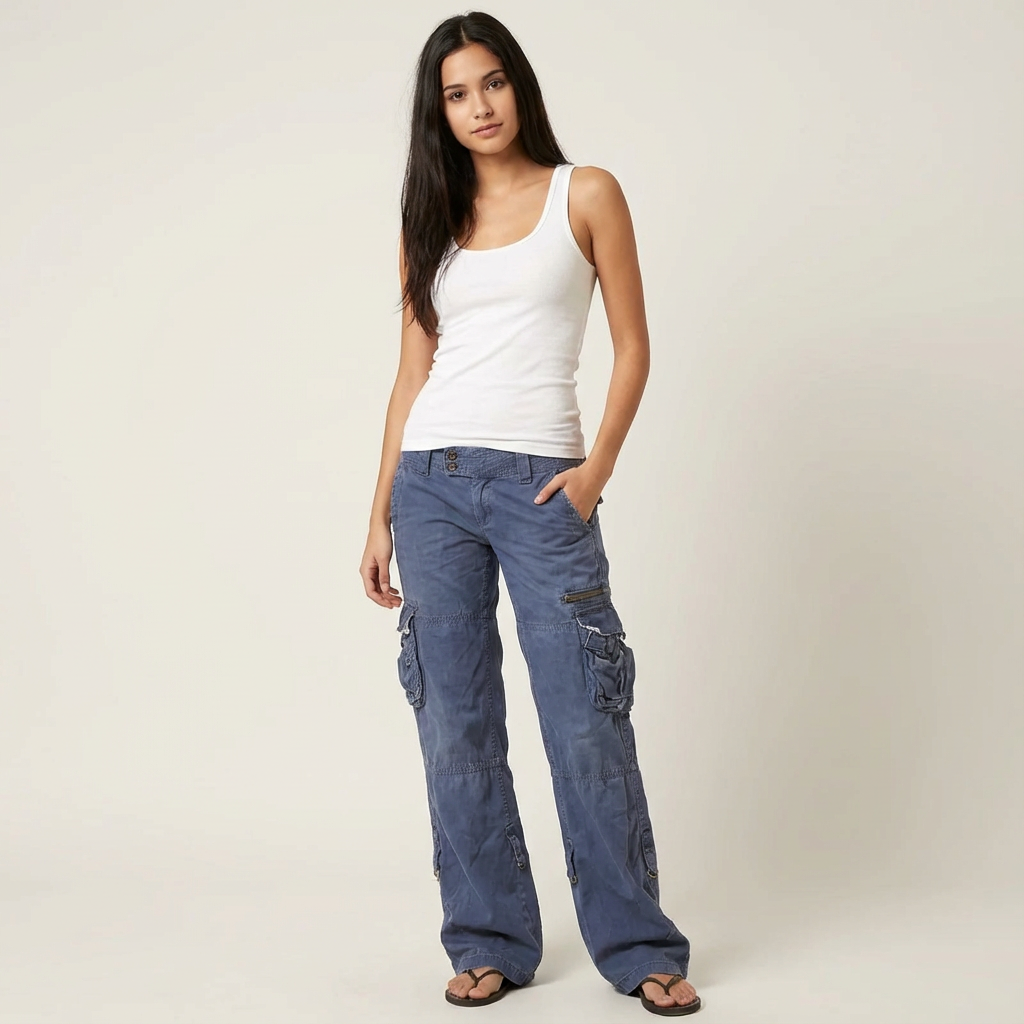 Cargo broek voor dames met rechte pijpen en streetstyle look