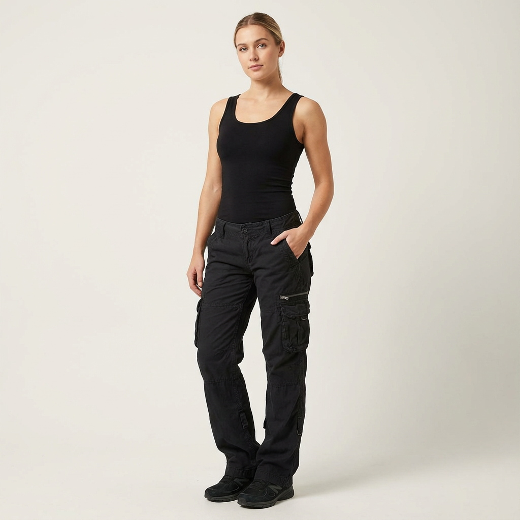 Cargo broek voor dames met rechte pijpen en streetstyle look