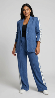 Casual chic blazer set met zijstrepen - Nova