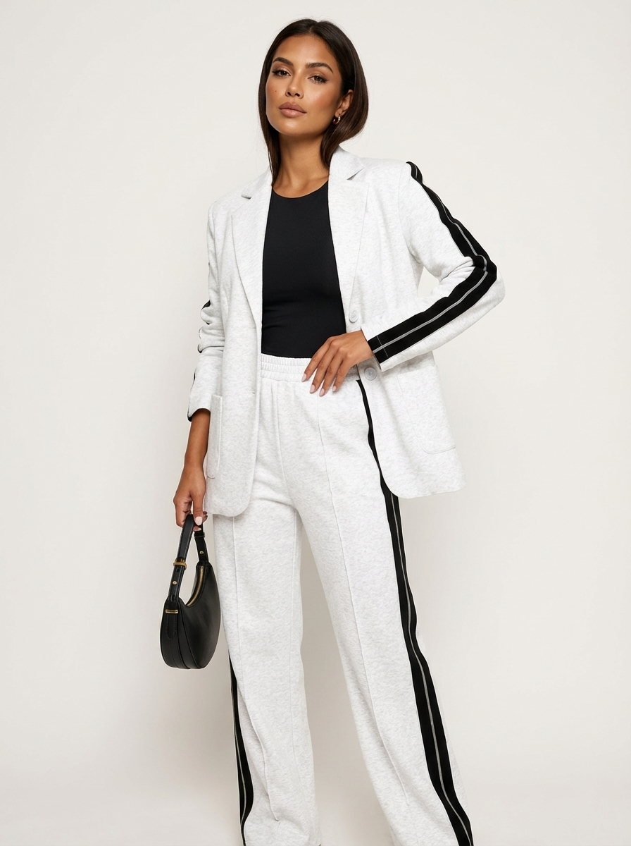 Casual chic blazer set met zijstrepen - Nova