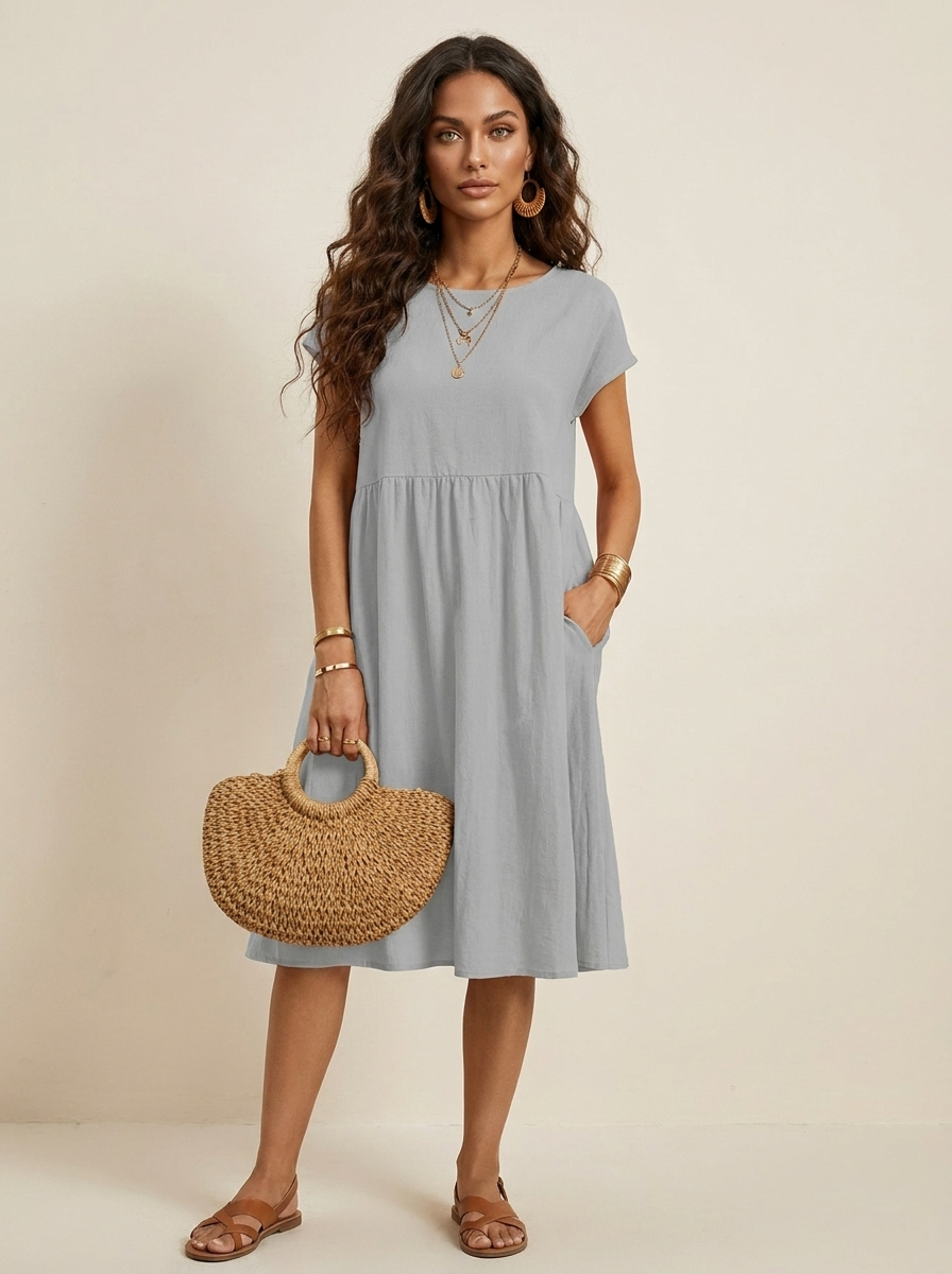 Casual midi jurk met zakken - Luna