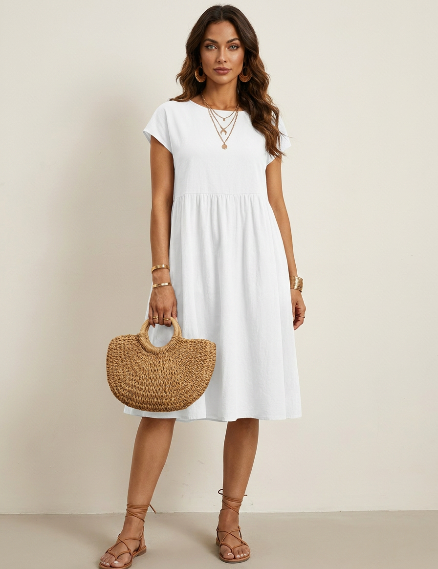 Casual midi dress with pockets - Luna