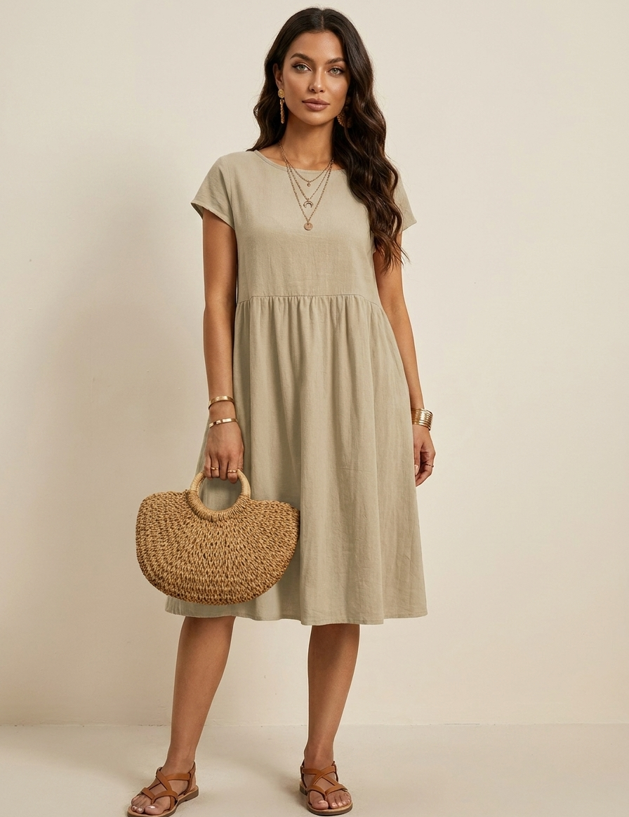 Casual midi dress with pockets - Luna