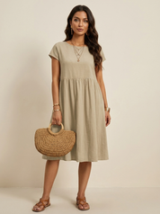 Casual midi jurk met zakken - Luna