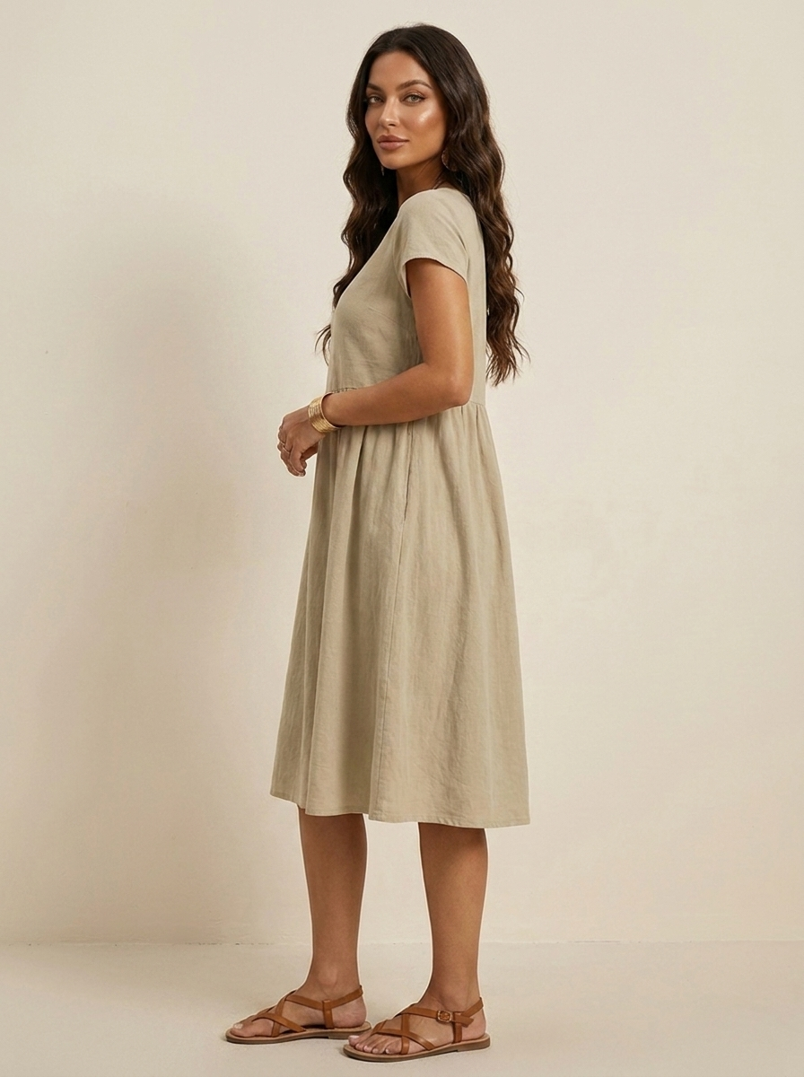 Casual midi jurk met zakken - Luna
