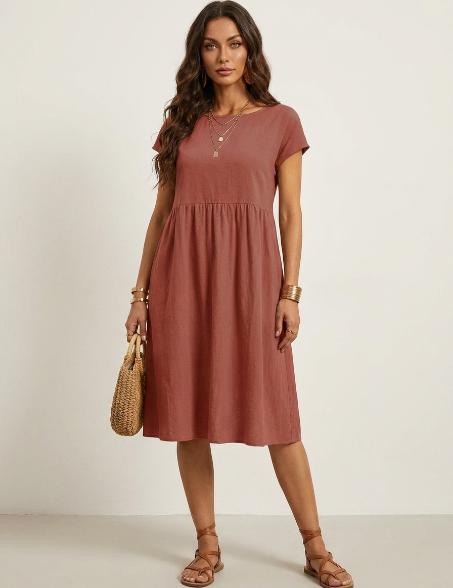 Casual midi dress with pockets - Luna