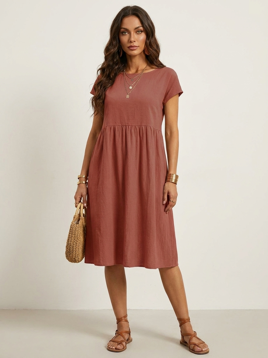 Casual midi jurk met zakken - Luna