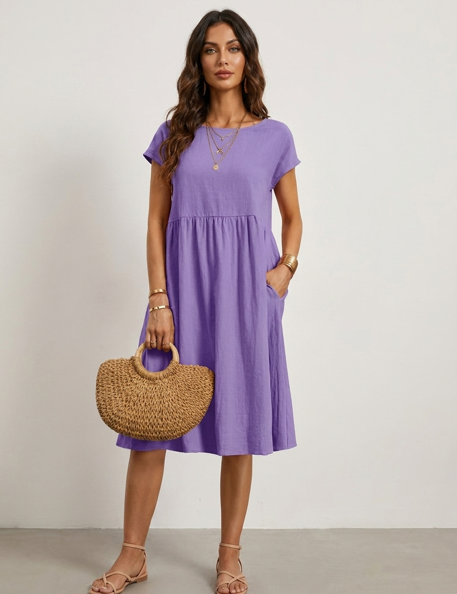 Casual midi dress with pockets - Luna