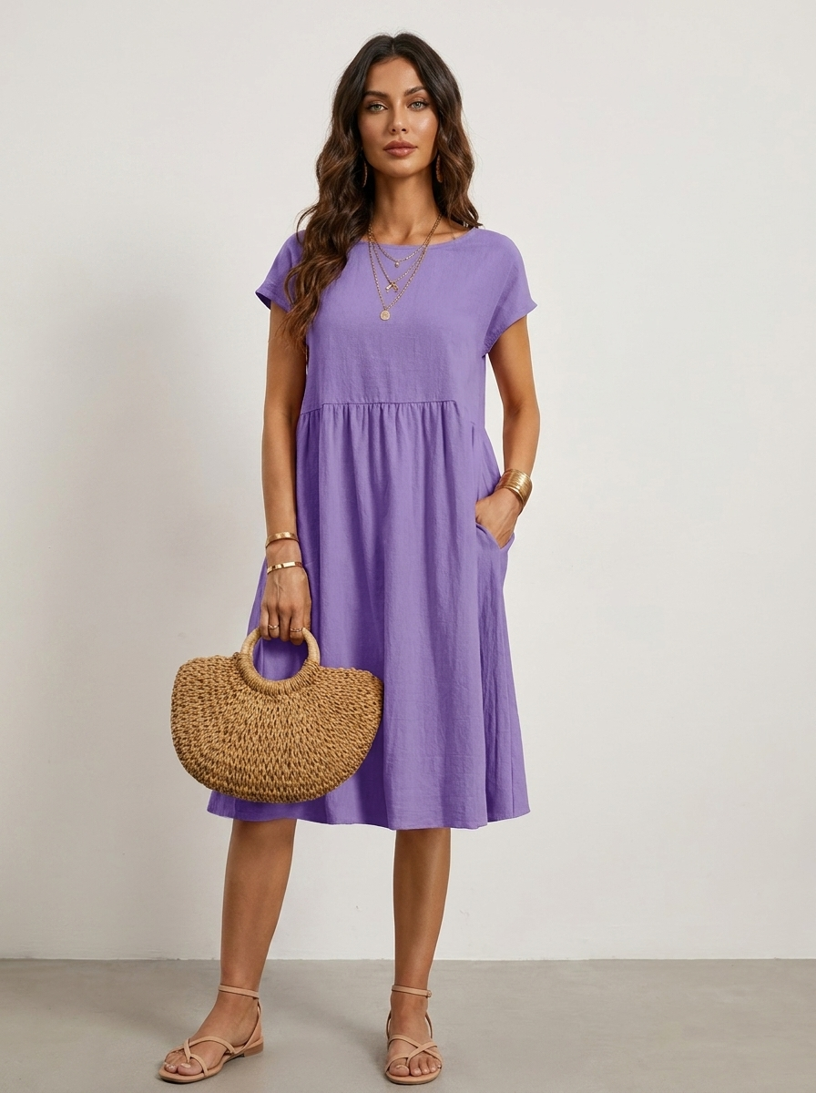 Casual midi jurk met zakken - Luna