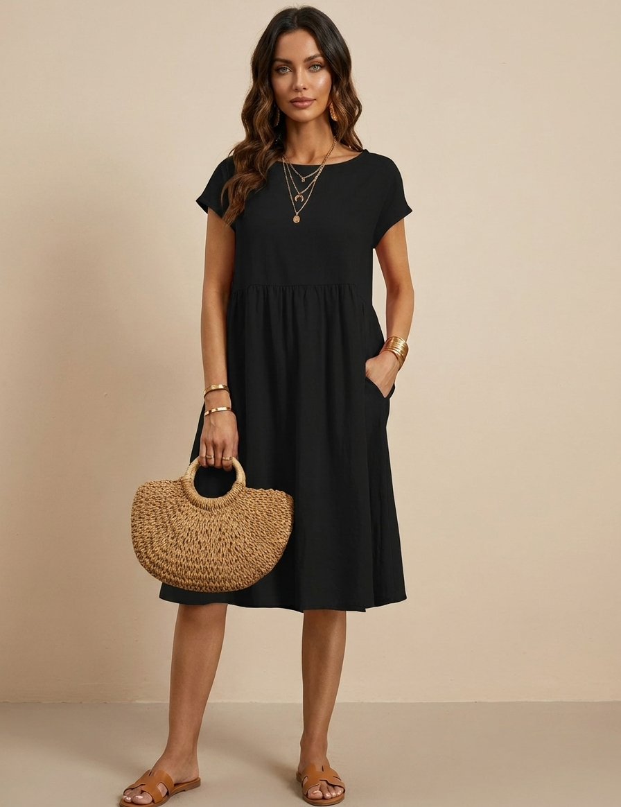Casual midi dress with pockets - Luna