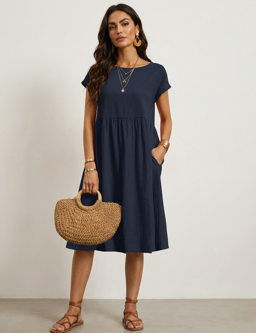 Casual midi dress with pockets - Luna
