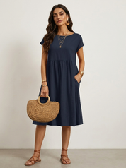 Casual midi jurk met zakken - Luna