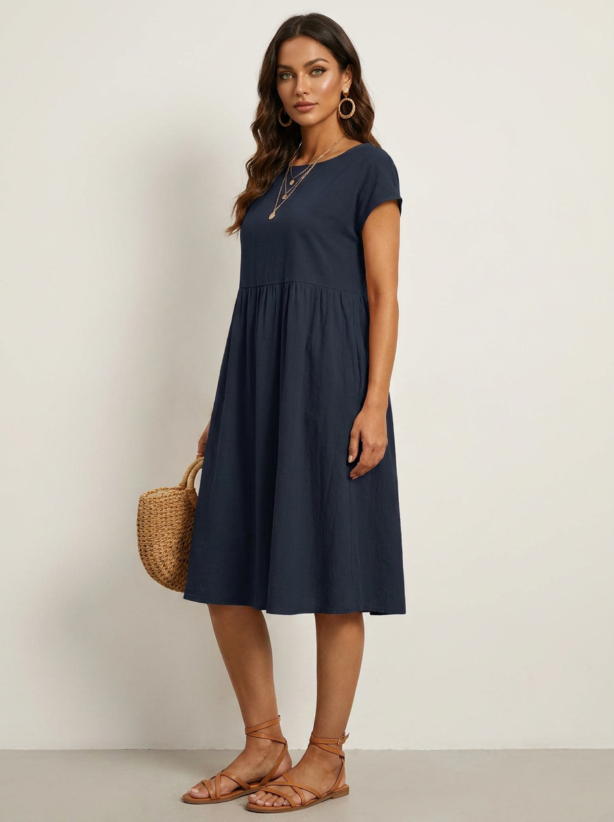 Casual midi jurk met zakken - Luna