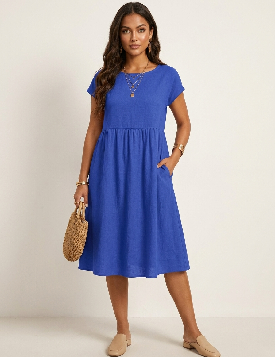 Casual midi dress with pockets - Luna