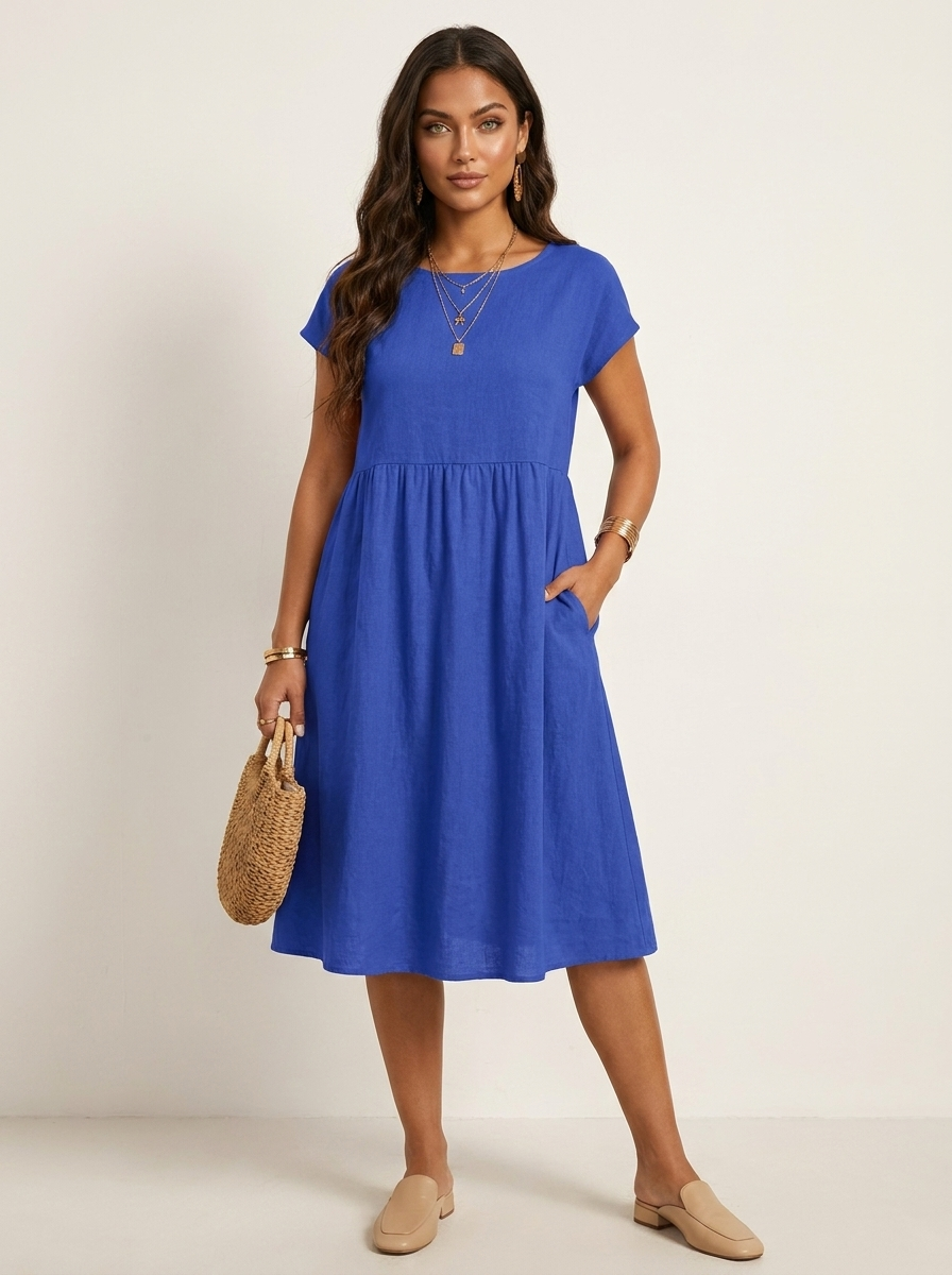 Casual midi jurk met zakken - Luna