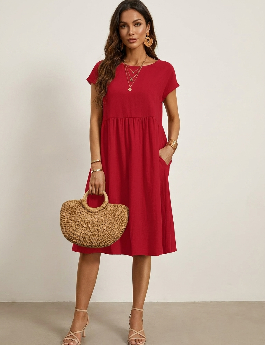 Casual midi dress with pockets - Luna