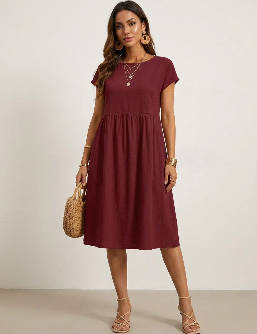 Casual midi dress with pockets - Luna