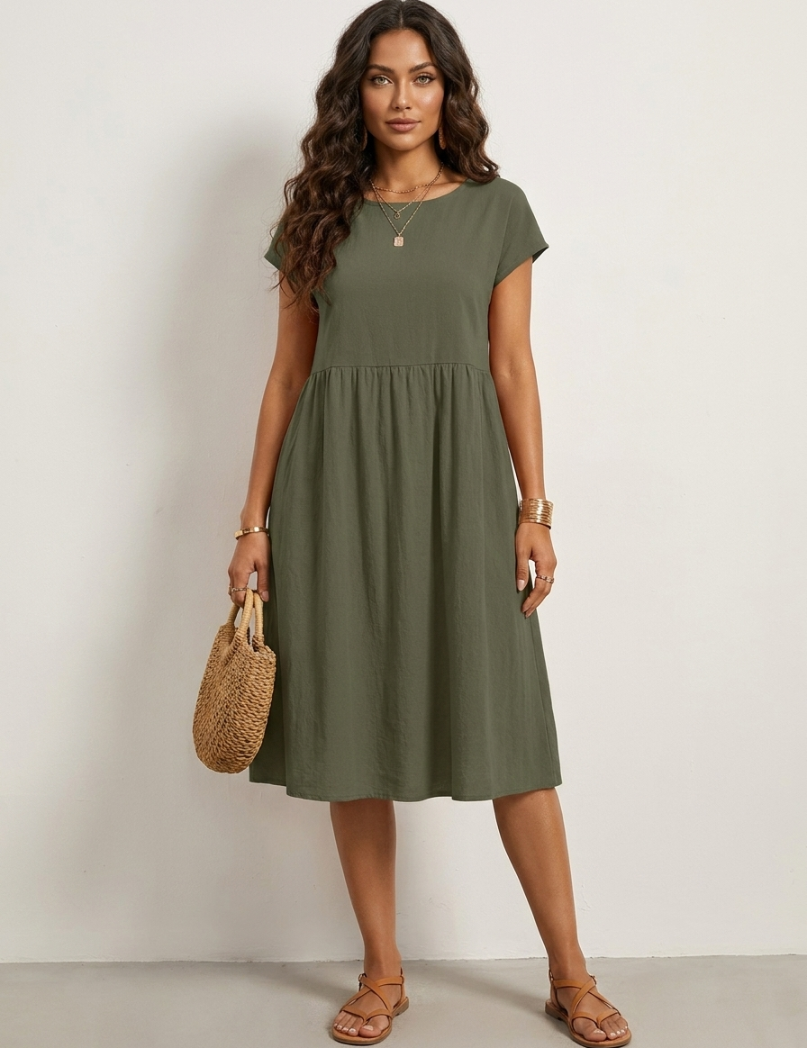Casual midi dress with pockets - Luna