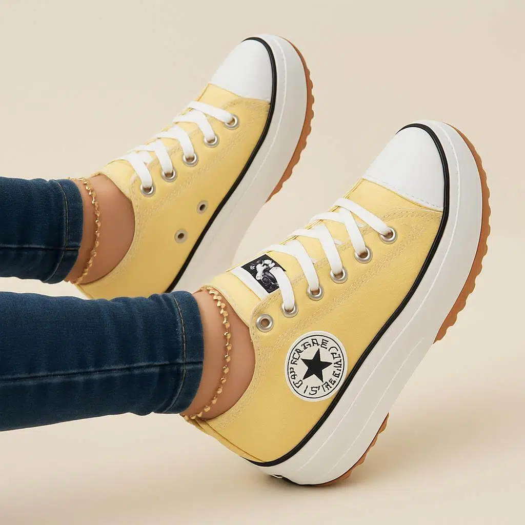 Casual platform sneakers met sportieve look