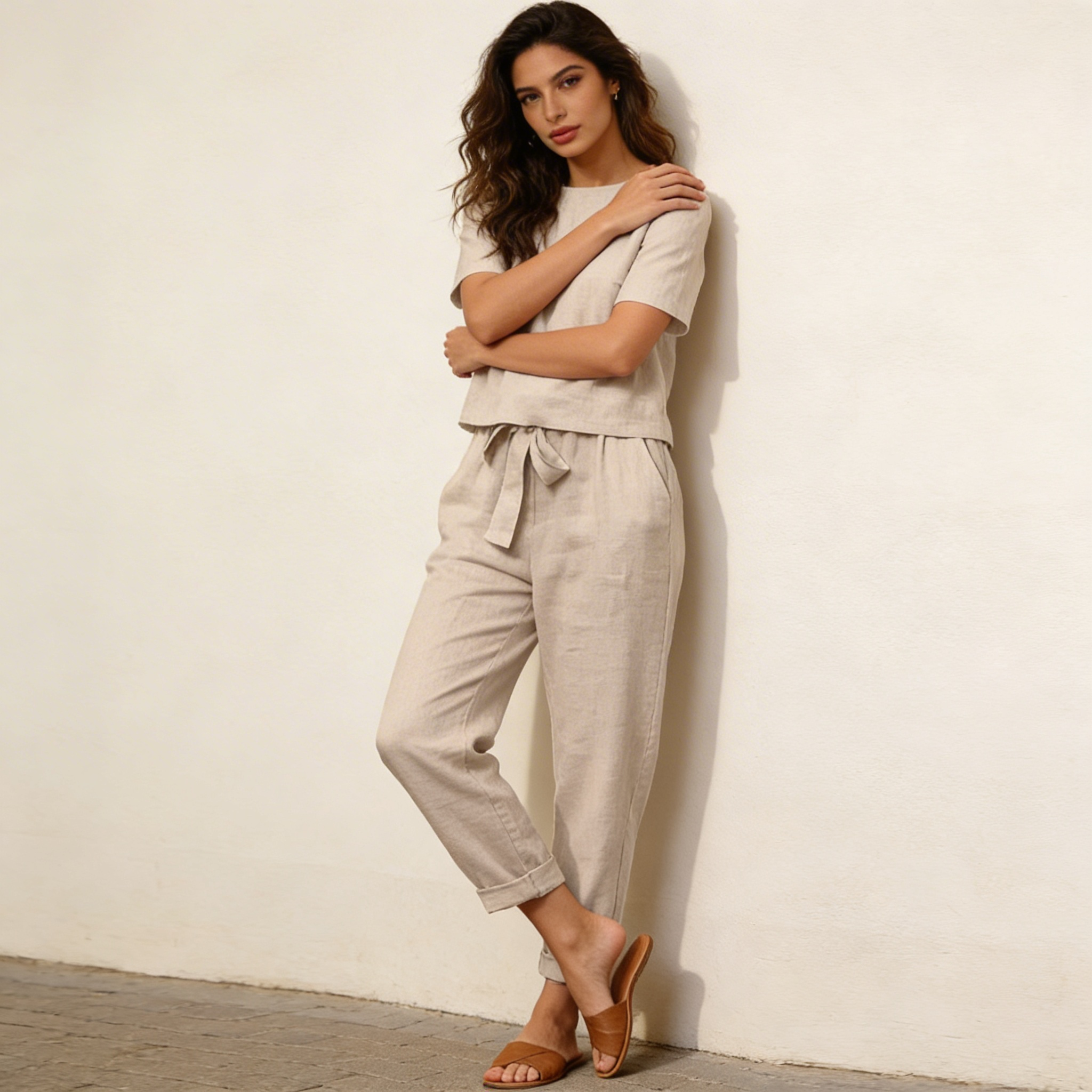 Nina, comfortabele en stijlvolle outfit met perfect afgestemde top en broek voor een moeiteloze dagelijkse look