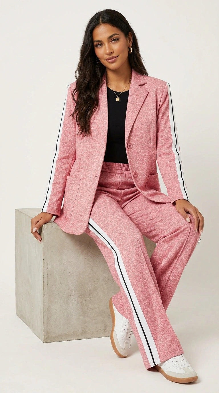 Casual chic dames set met blazer en broek met zijstrepen