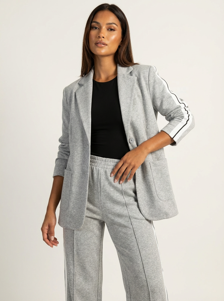 Casual chic dames set met blazer en broek met zijstrepen