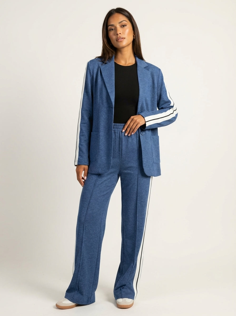 Casual chic dames set met blazer en broek met zijstrepen