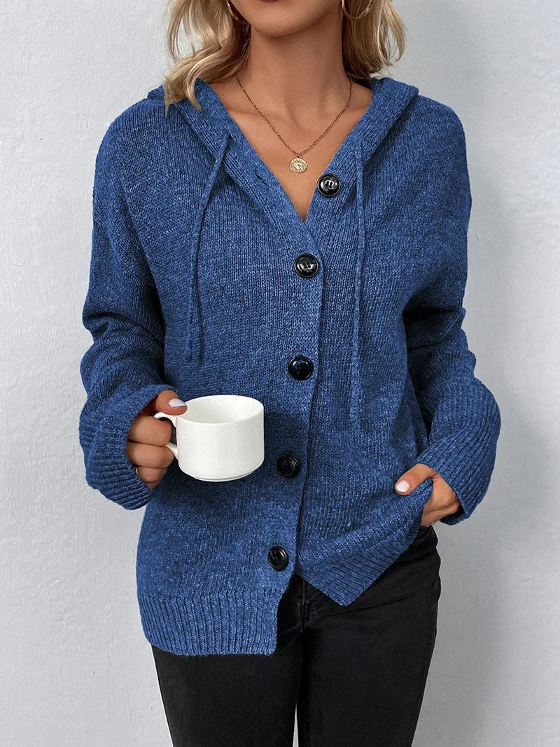 Casual gebreide dames cardigan met capuchon – Livia
