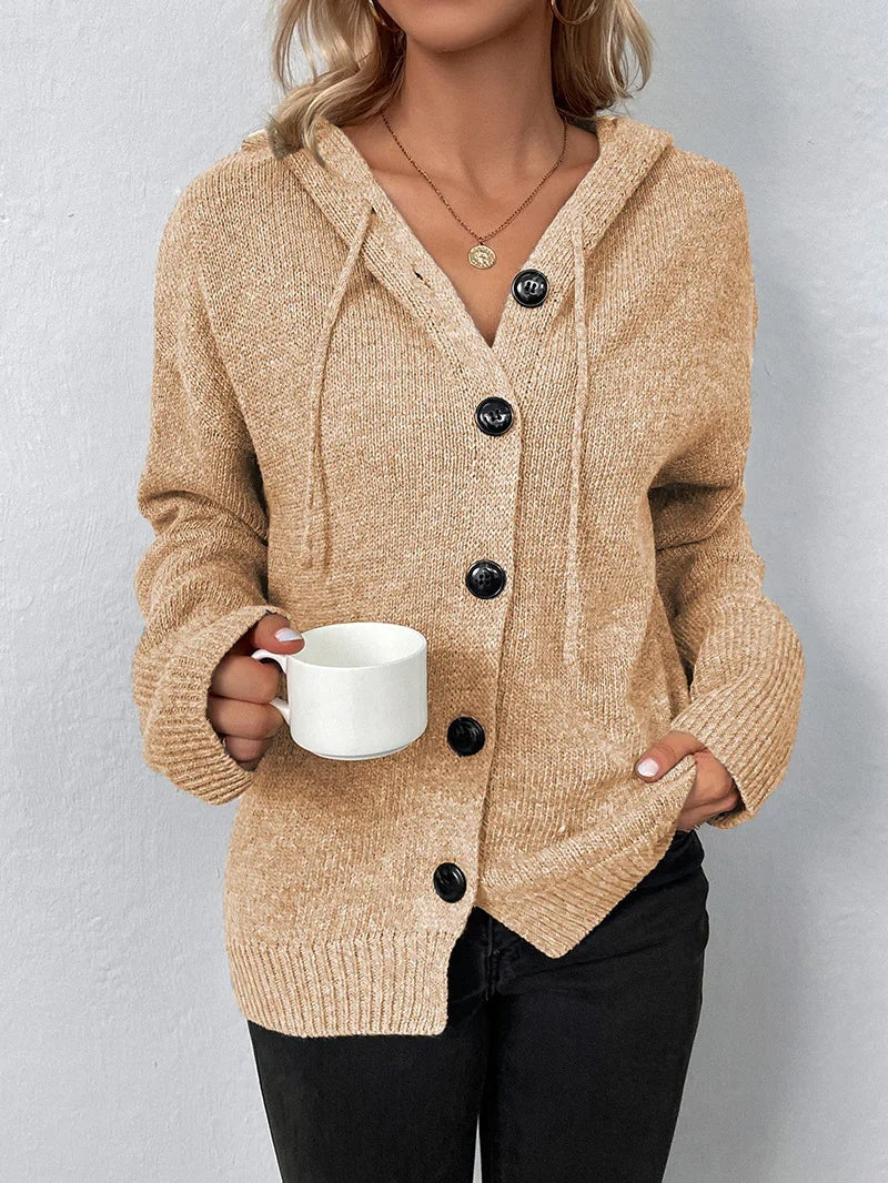 Casual gebreide dames cardigan met capuchon – Livia