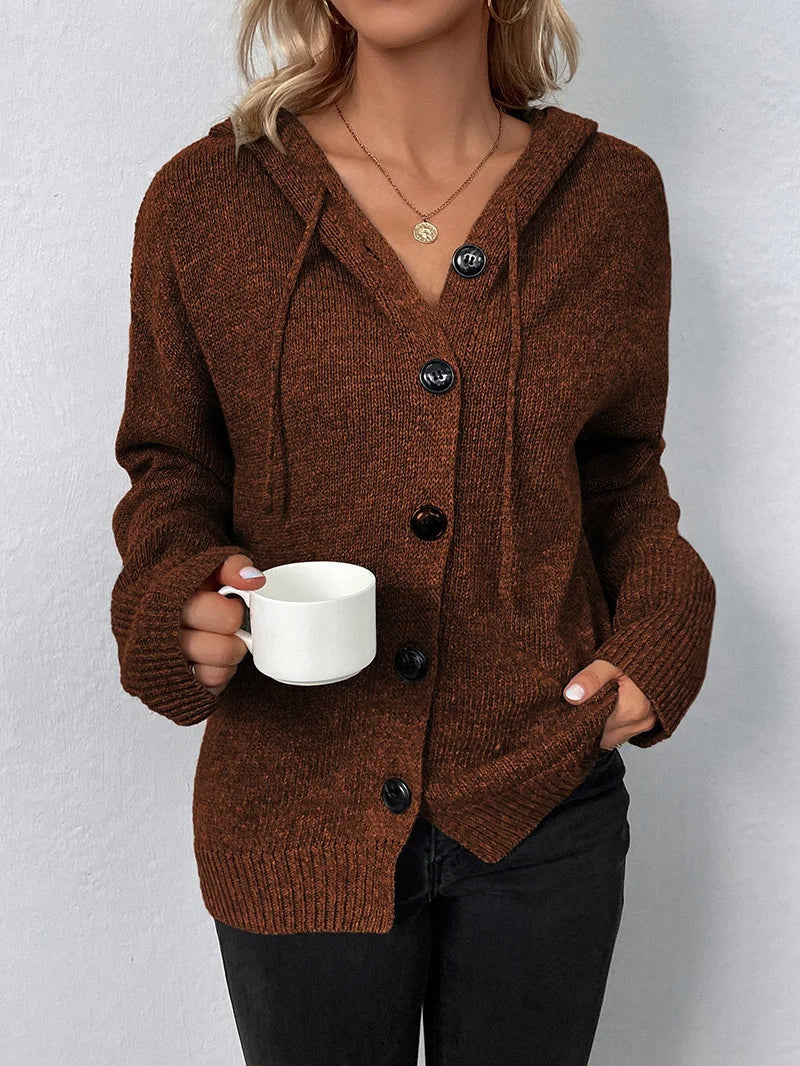 Casual gebreide dames cardigan met capuchon – Livia