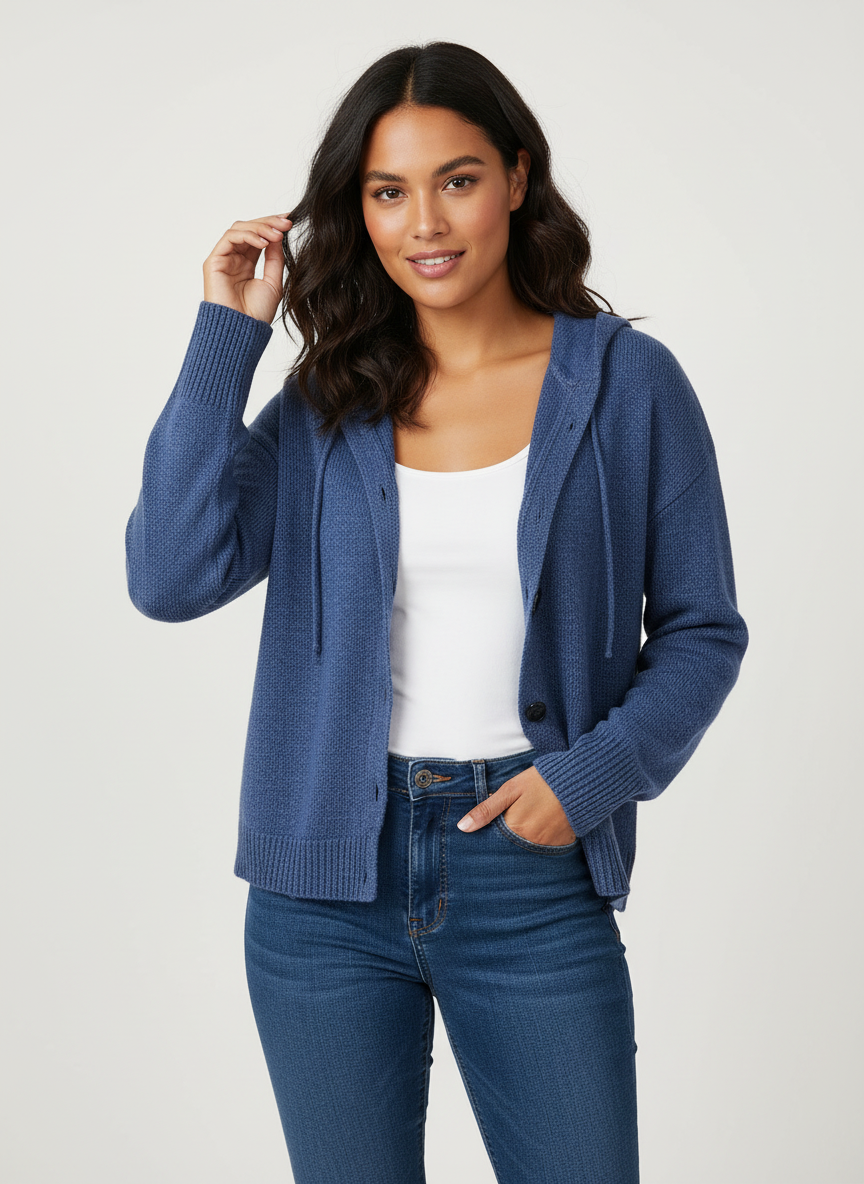 Casual gebreide dames cardigan met capuchon – Livia