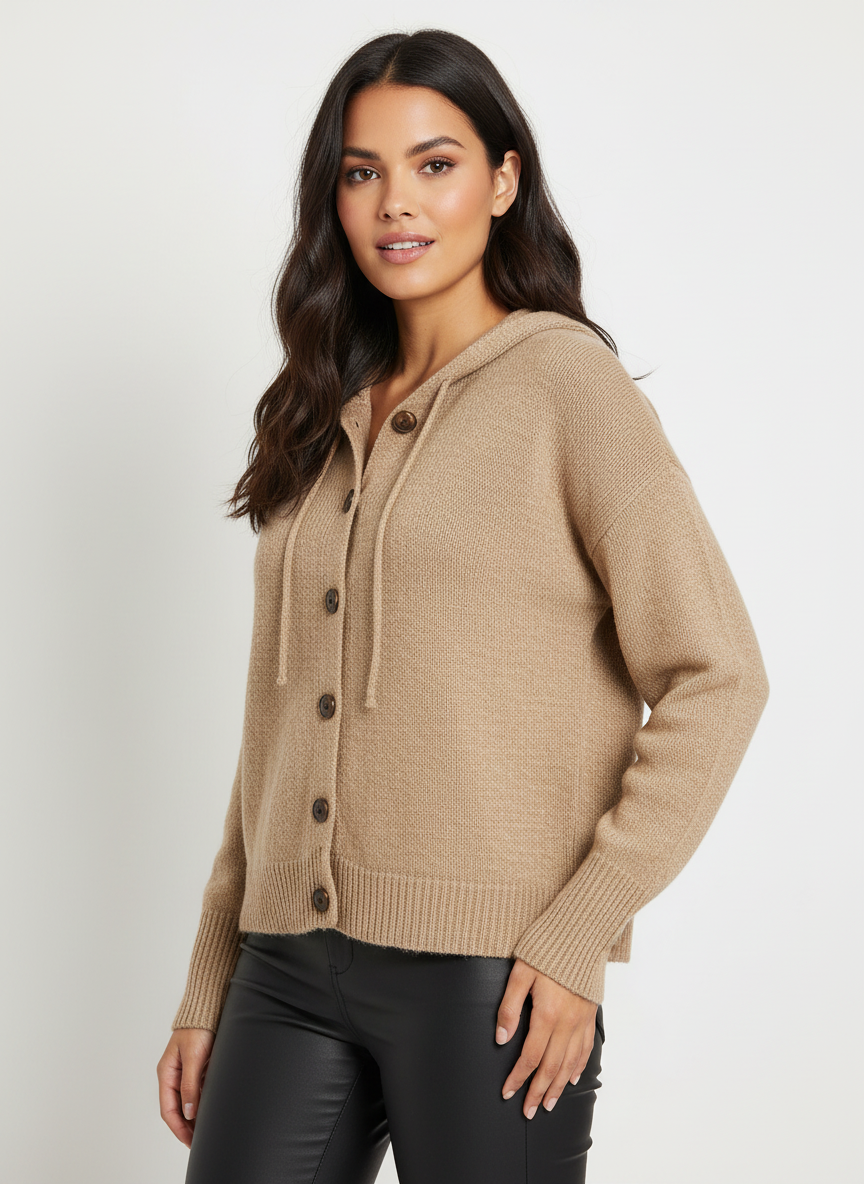 Casual gebreide dames cardigan met capuchon – Livia