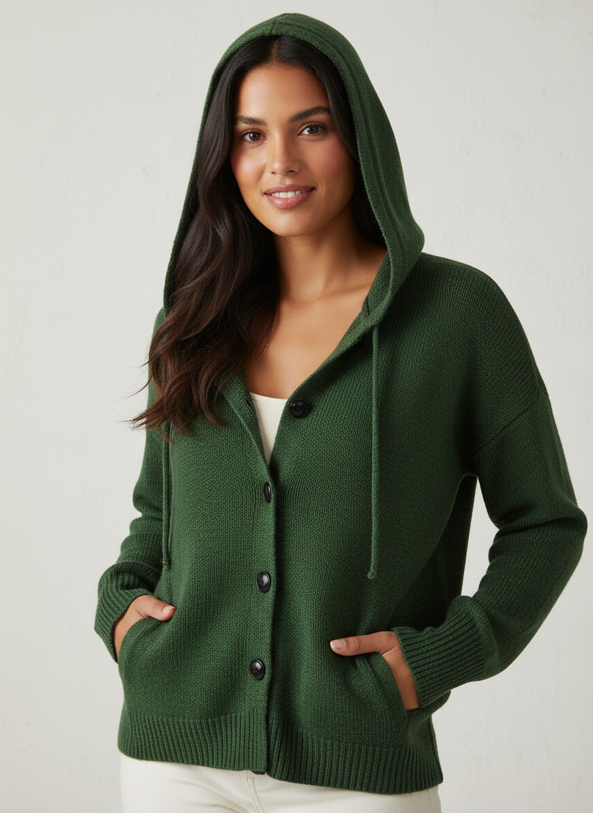 Casual gebreide dames cardigan met capuchon – Livia