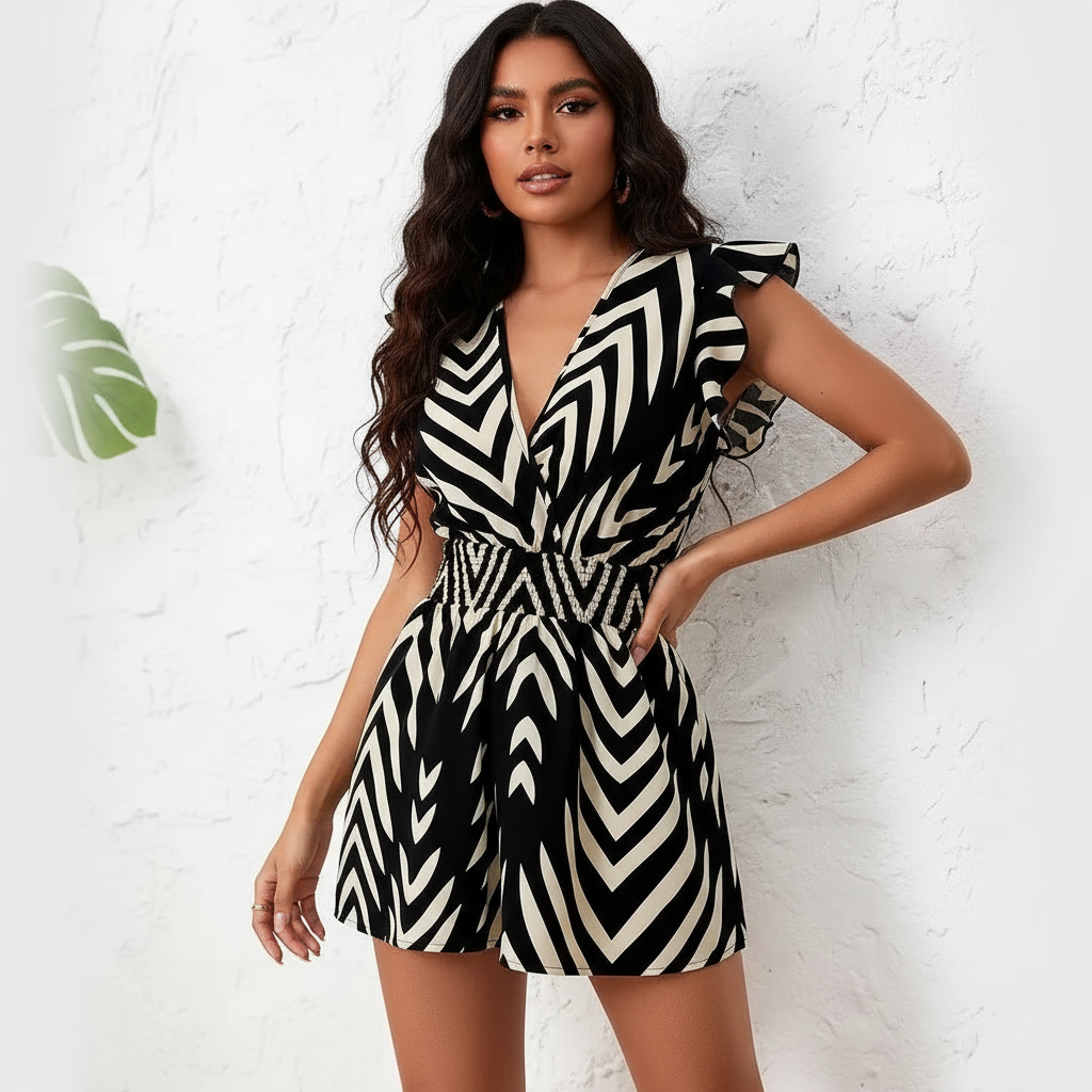 Chevron print dames playsuit – Palma
