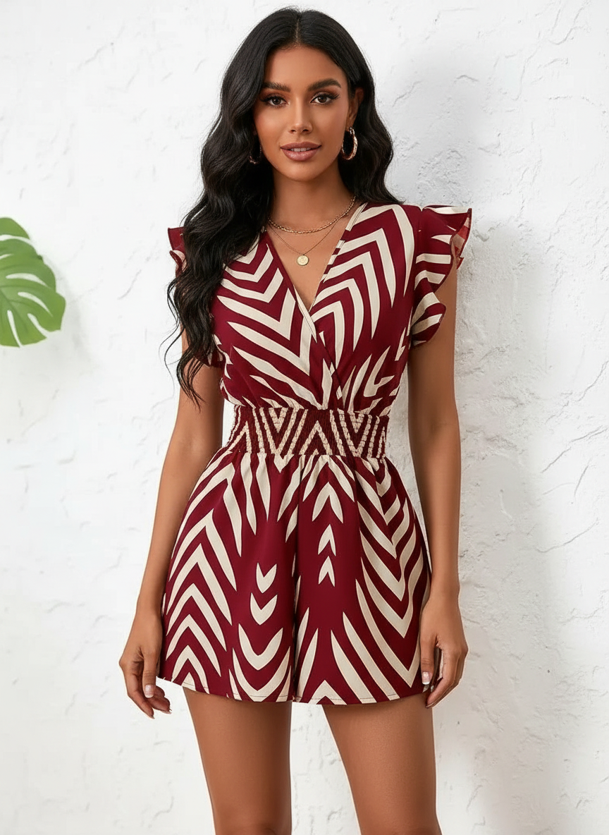 Chevron print dames playsuit – Palma