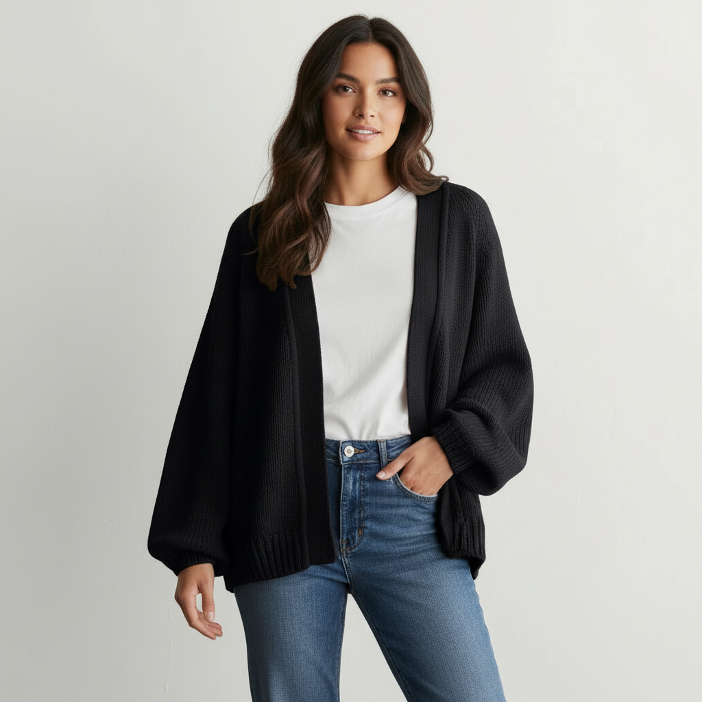 Comfortable women's cardigan with balloon sleeves – Amara