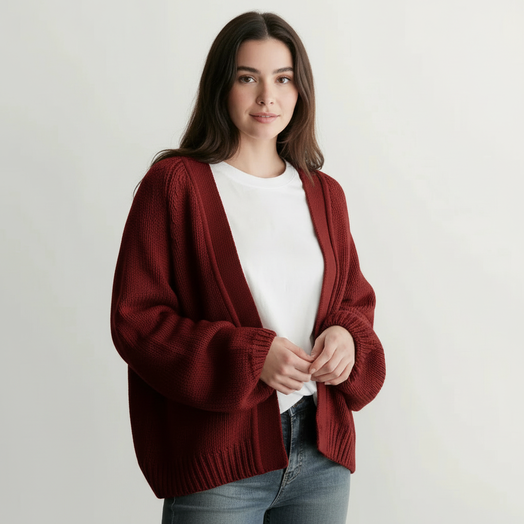Comfortable women's cardigan with balloon sleeves – Amara