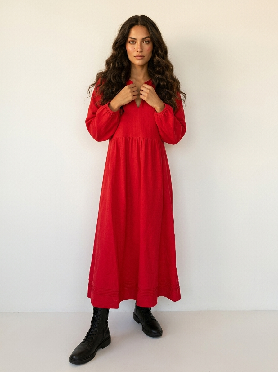 Comfortabele maxi jurk met V-hals - Lotte