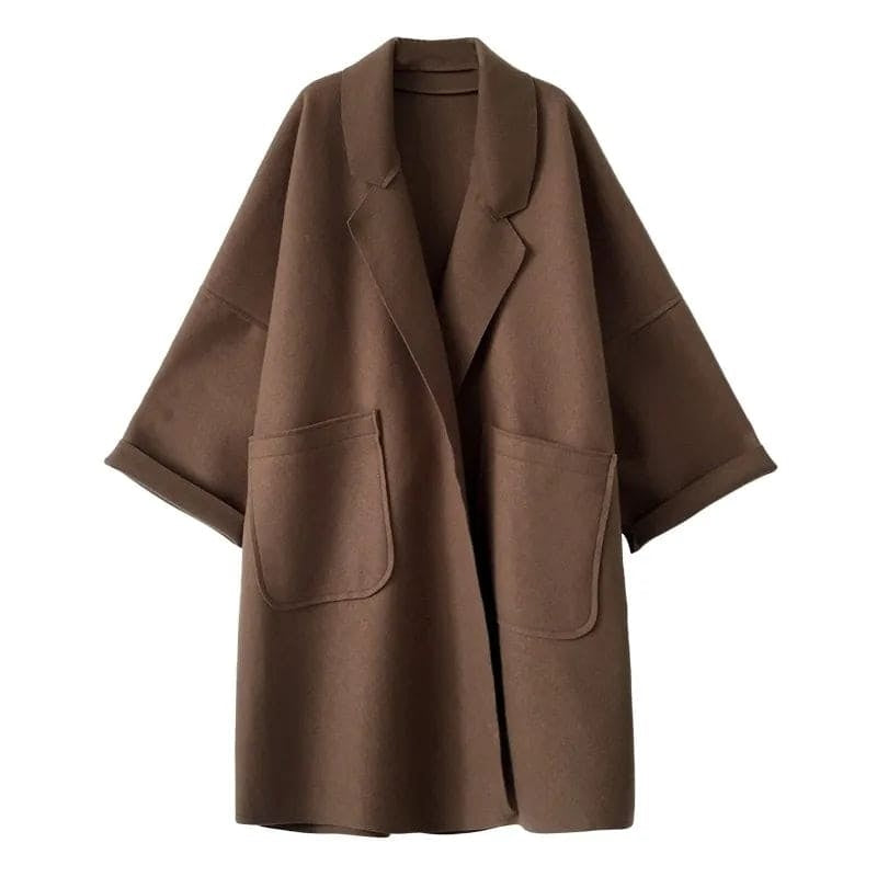 Comfortabele oversized dames trenchcoat van wolmix voor elk seizoen