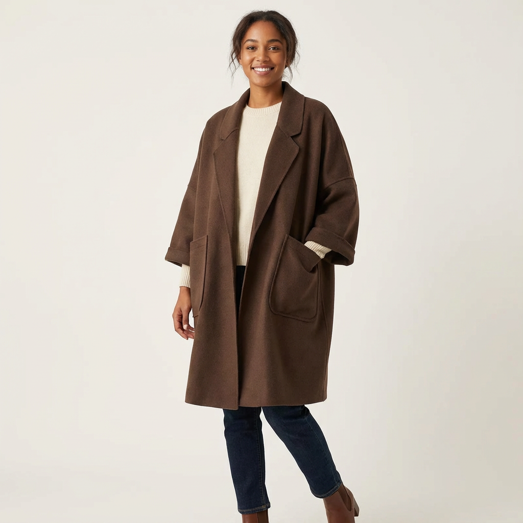 Comfortabele oversized dames trenchcoat van wolmix voor elk seizoen