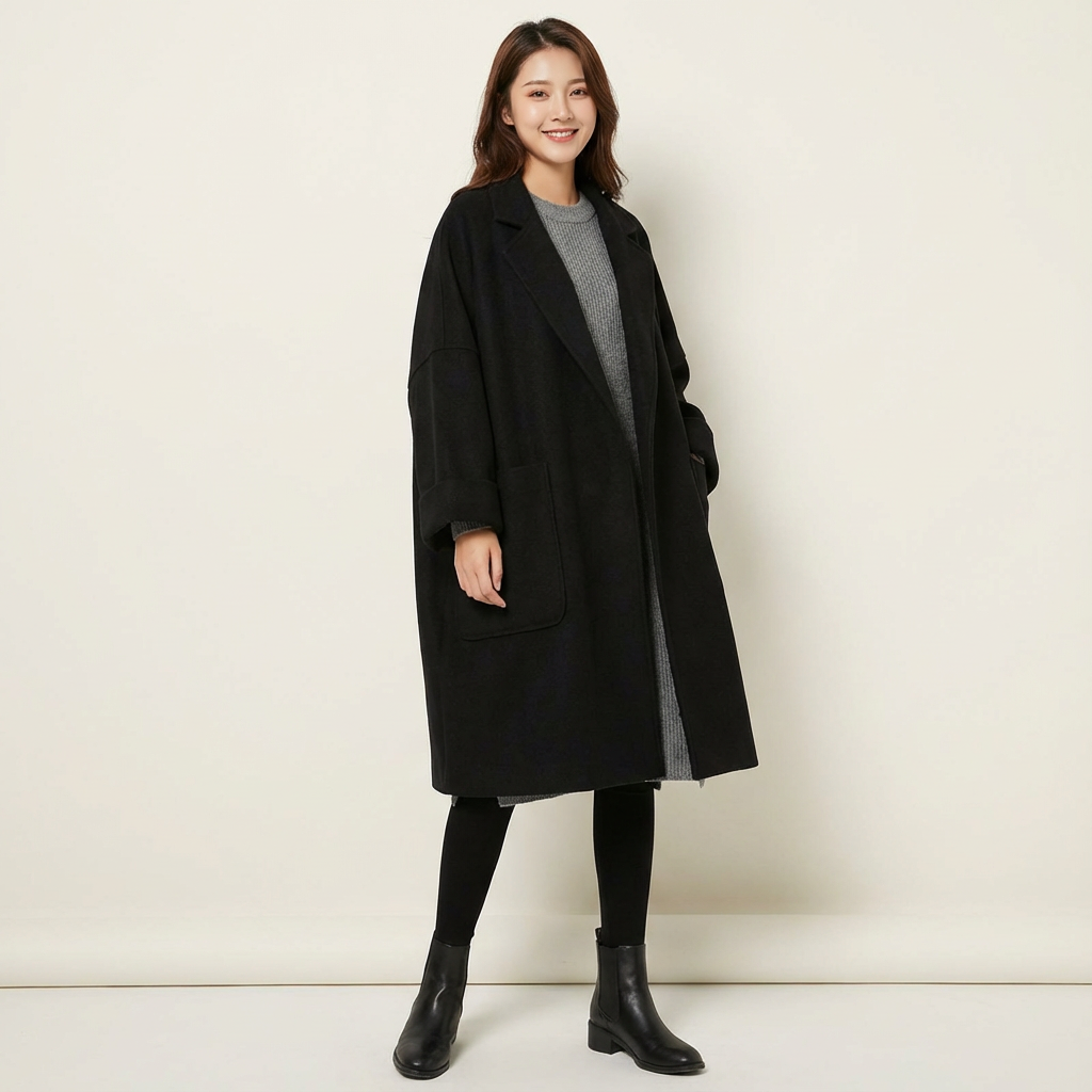 Comfortabele oversized dames trenchcoat van wolmix voor elk seizoen