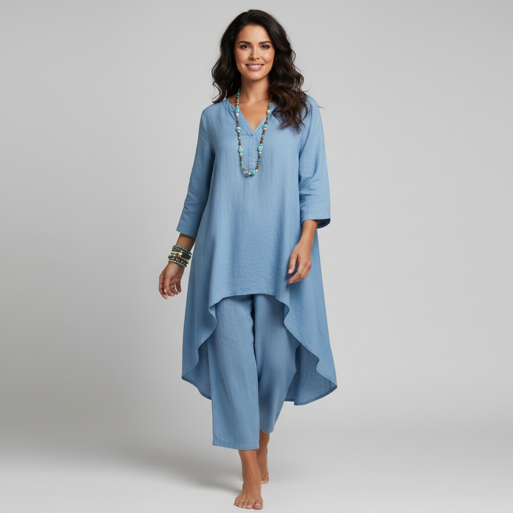 Comfortabele dames set met tuniek en losse broek