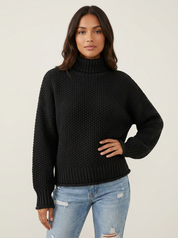 Comfortabele gebreide trui met hoge hals en relaxte pasvorm