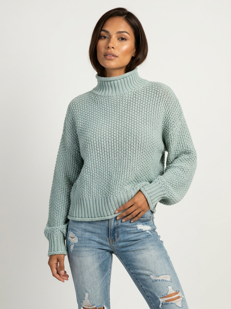 Comfortabele gebreide trui met hoge hals en relaxte pasvorm