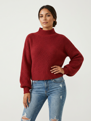 Comfortabele gebreide trui met hoge hals en relaxte pasvorm