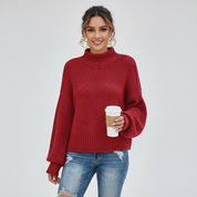Comfortabele gebreide trui met hoge hals en relaxte pasvorm